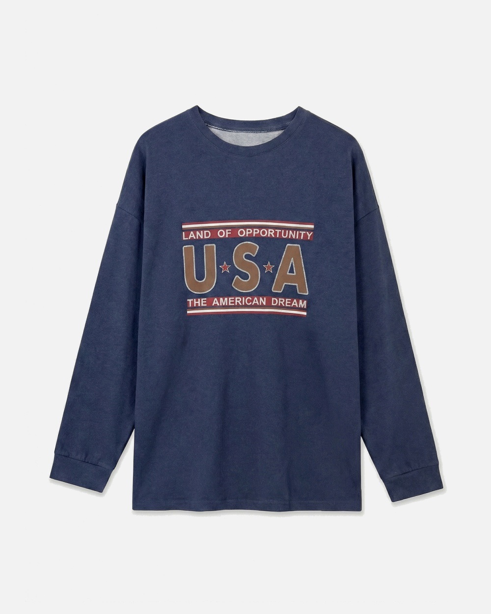 コットンラウンドネックオーバーサイズ長袖ビッグプリントTシャツ | 詳細画像13