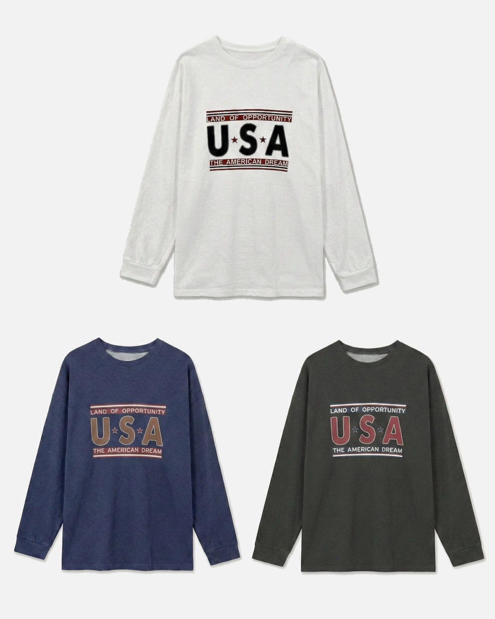 コットンラウンドネックオーバーサイズ長袖ビッグプリントTシャツ | 詳細画像14