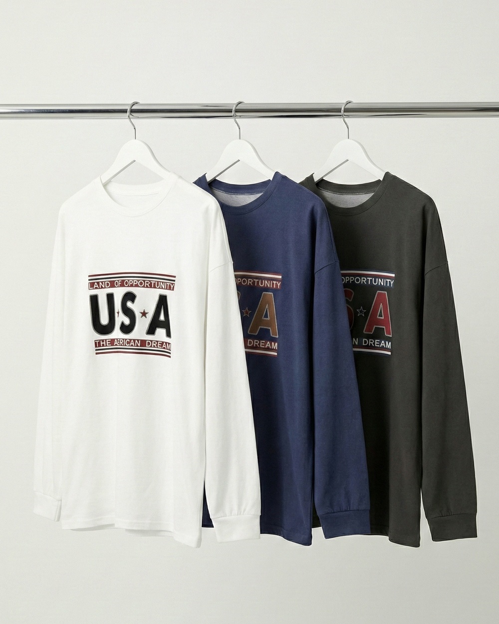 コットンラウンドネックオーバーサイズ長袖ビッグプリントTシャツ | 詳細画像15