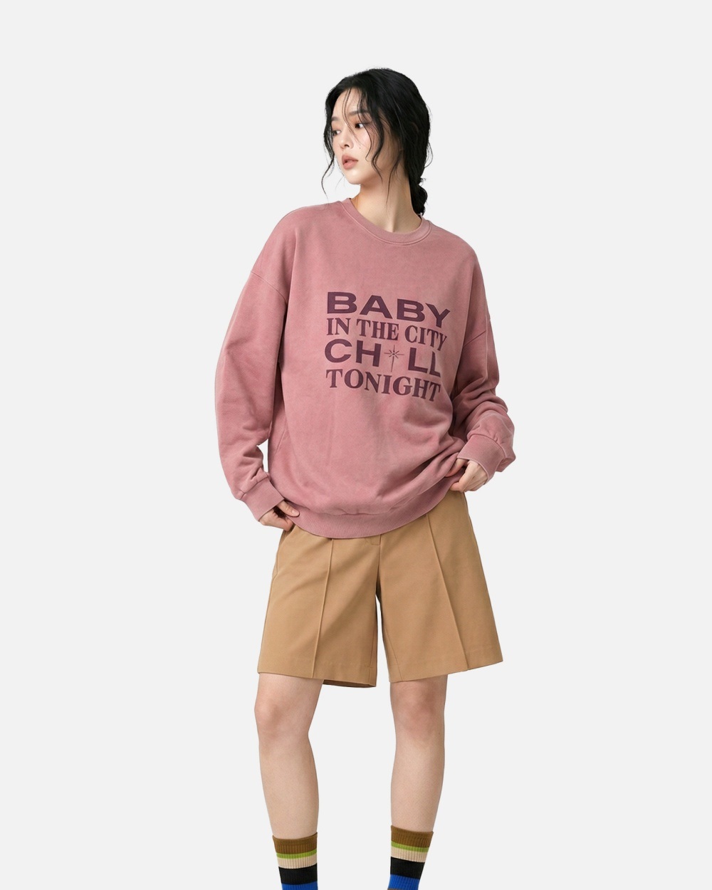 コットンラウンドネック長袖プリントスウェット | 詳細画像4