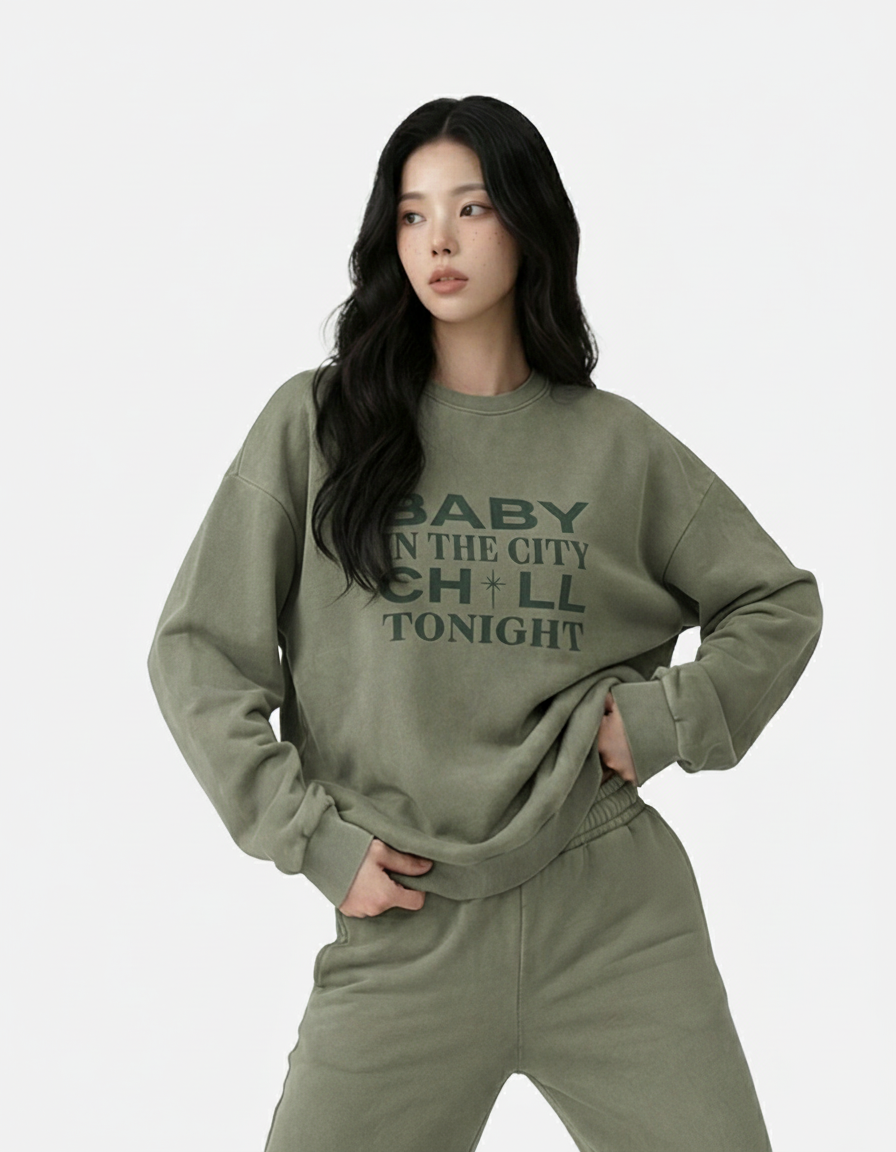 コットンラウンドネック長袖プリントスウェット | 詳細画像6