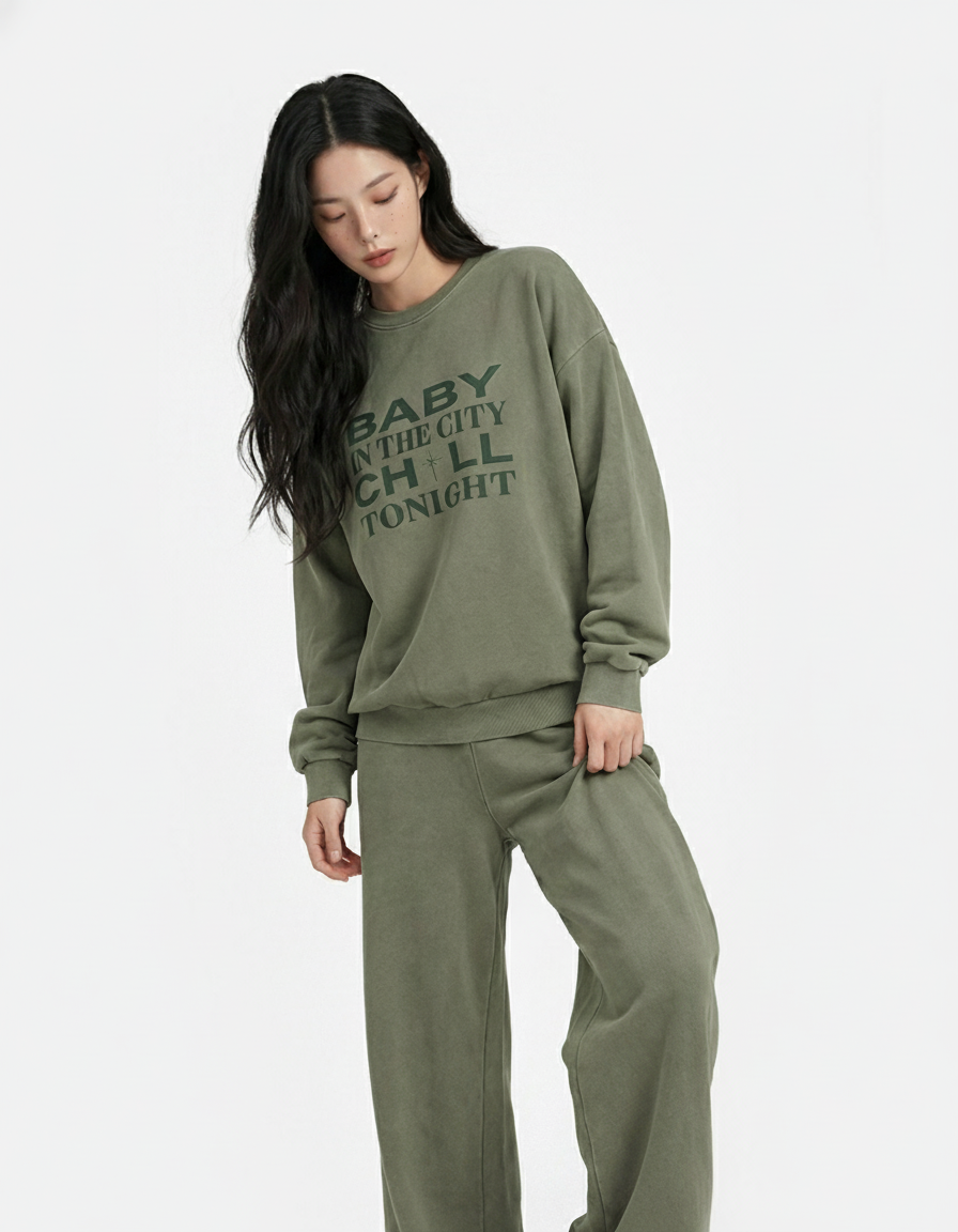 コットンラウンドネック長袖プリントスウェット | 詳細画像7