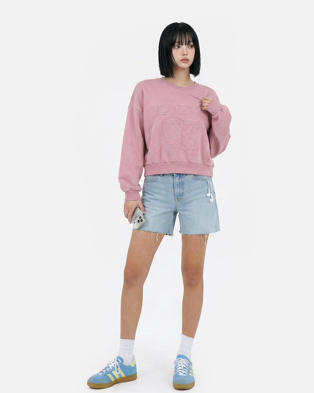 コットンラウンドネッククロップドオーバーサイズレタリングスウェット | 詳細画像6