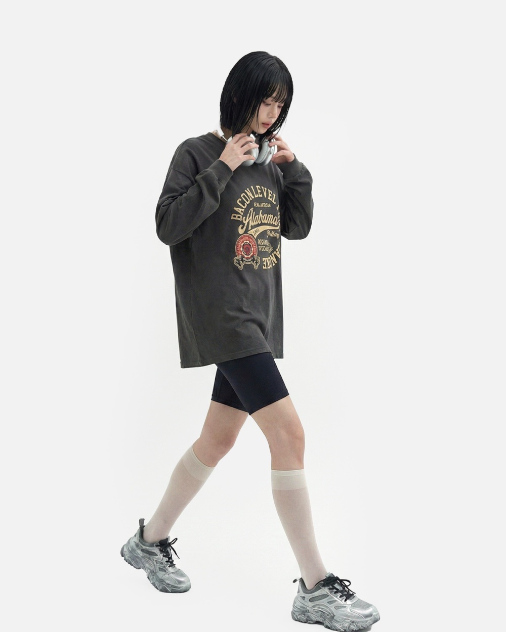 コットンラウンドネック長袖プリントTシャツ | 詳細画像3