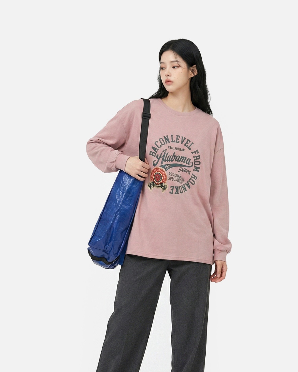 コットンラウンドネック長袖プリントTシャツ | 詳細画像10