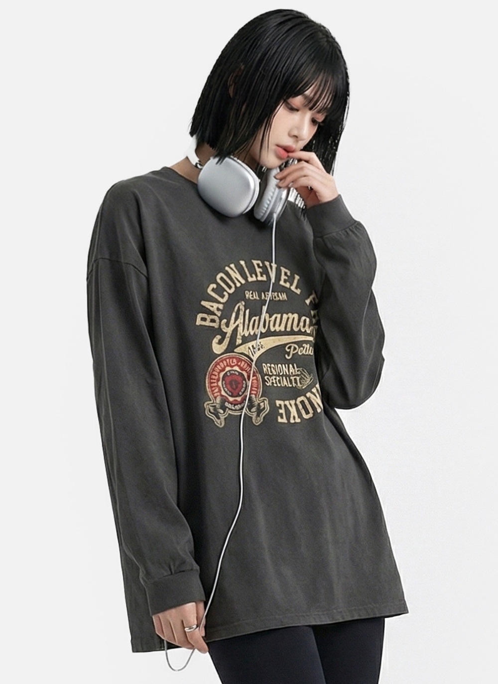 コットンラウンドネック長袖プリントTシャツ | 詳細画像17