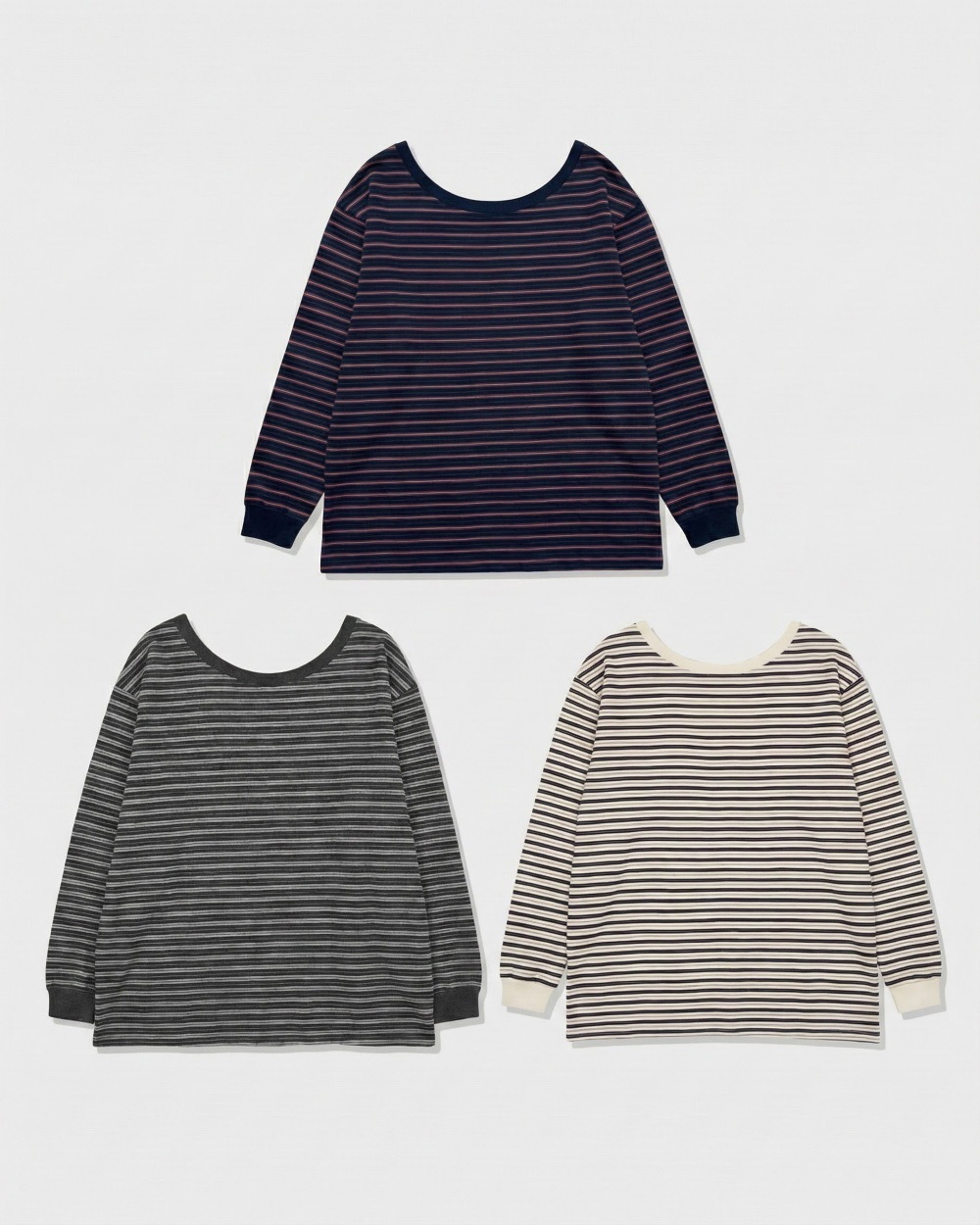 コットンボートネックワンショルダー長袖ボーダーTシャツ | 詳細画像12