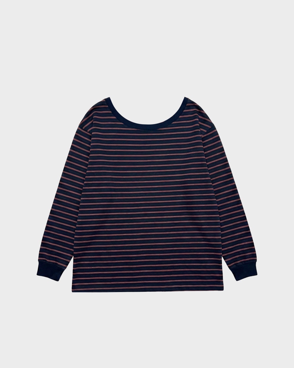 コットンボートネックワンショルダー長袖ボーダーTシャツ | 詳細画像13