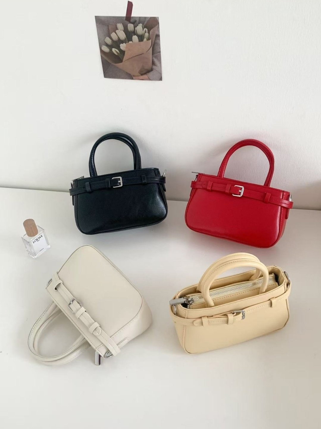 レザー調ベルトショルダーバッグストラップセット(バックルあり) | 詳細画像2