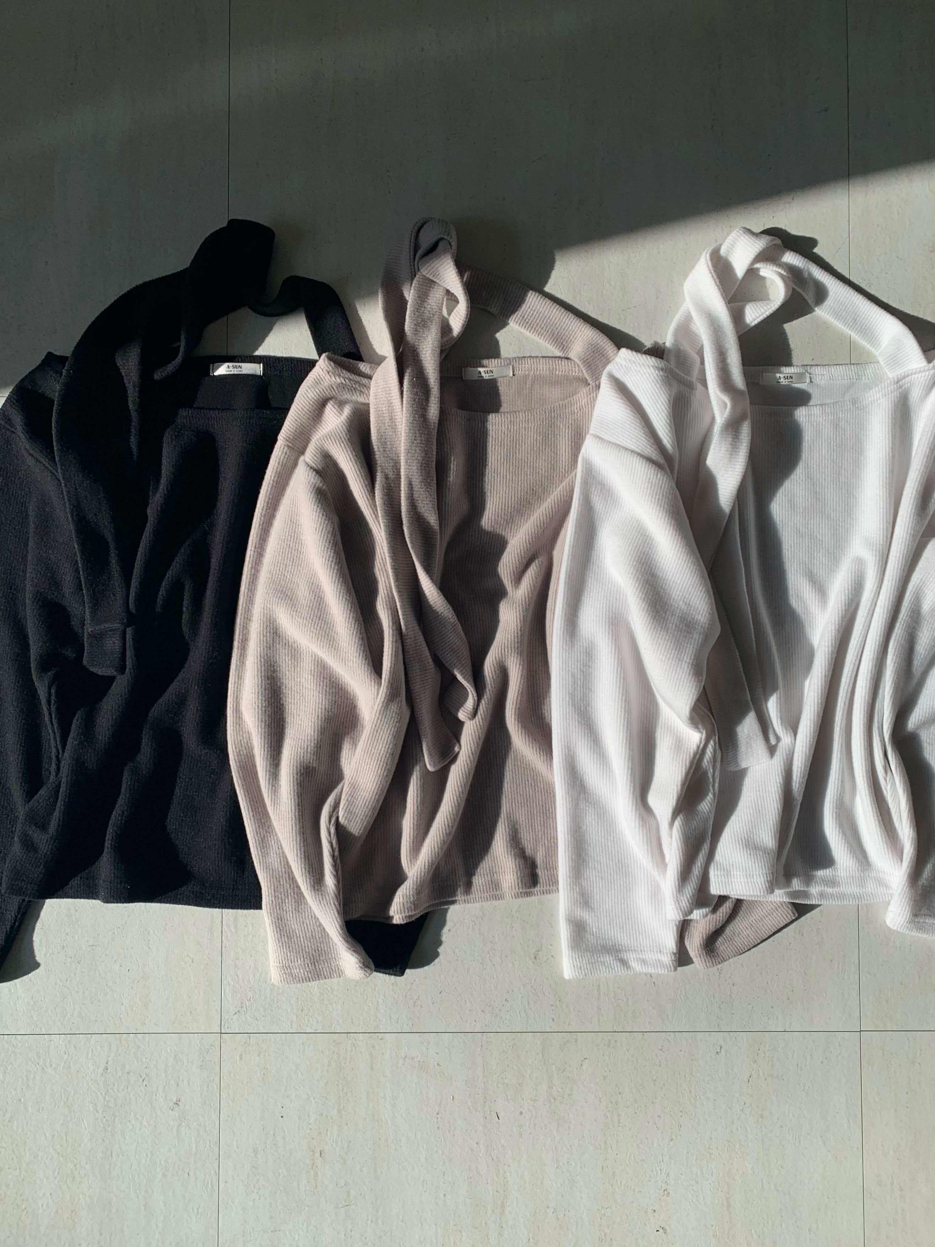 起毛ボートネックホルターネックワンショルダードルマンTシャツ | 詳細画像6