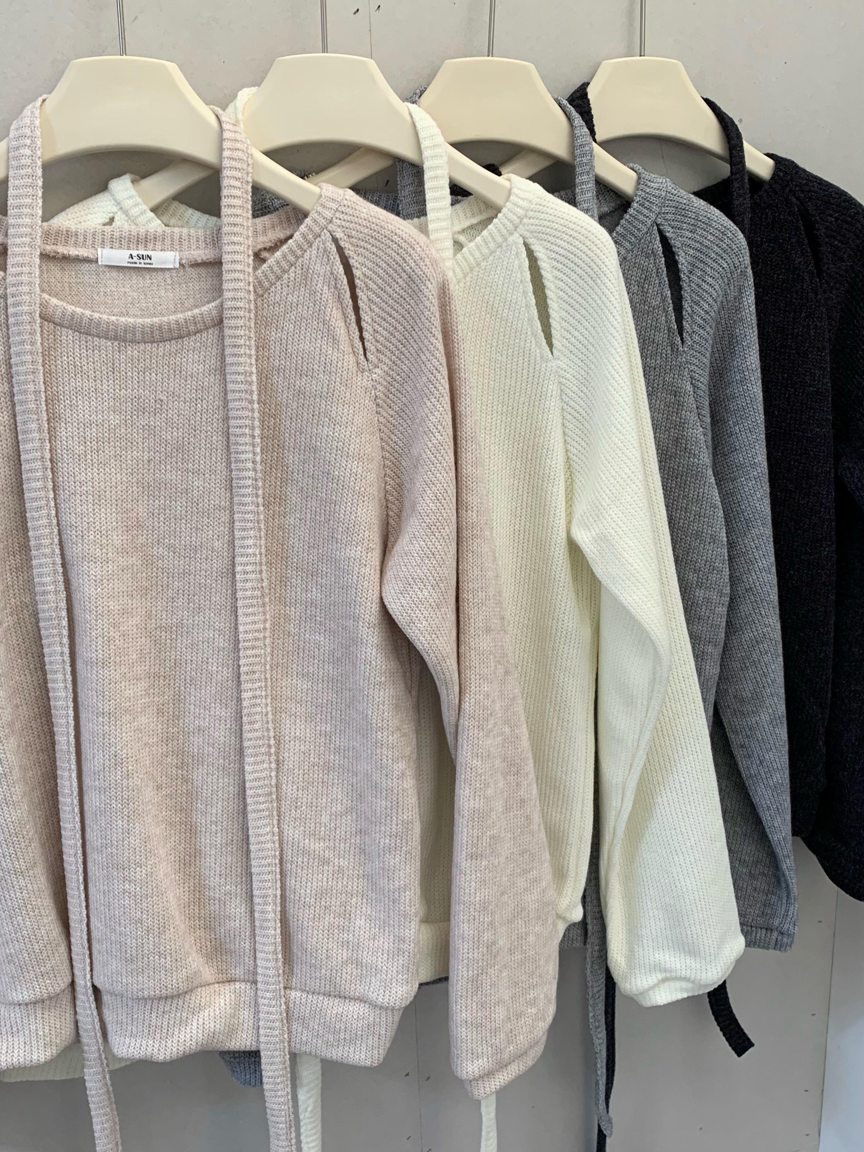 リブウール混スリットルーズ長袖ニットストラップ付 | 詳細画像6