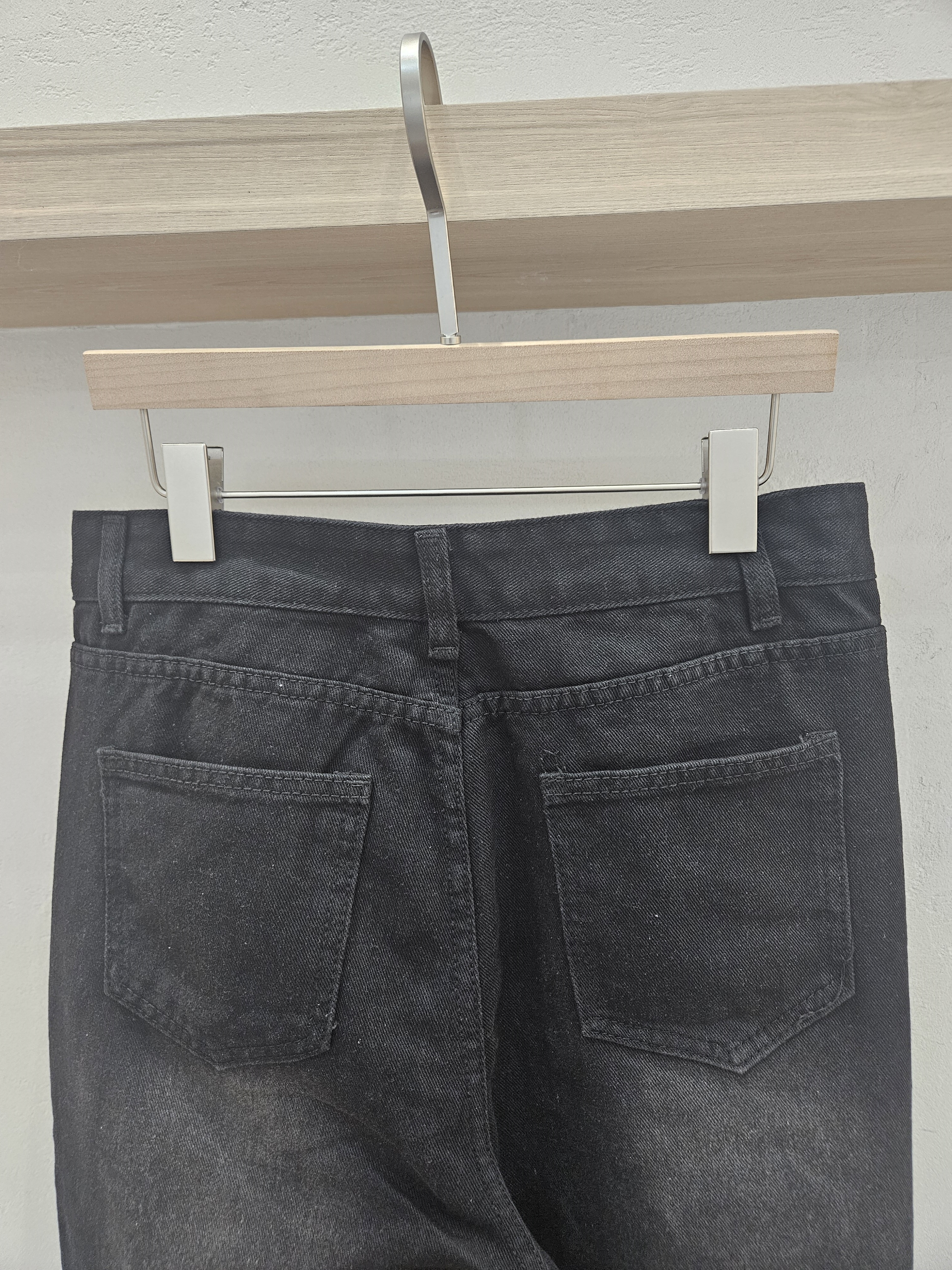 デニムコットンジップアップバックルウォッシングポケットロングワイドループバックポケットデニムパンツ | 詳細画像9