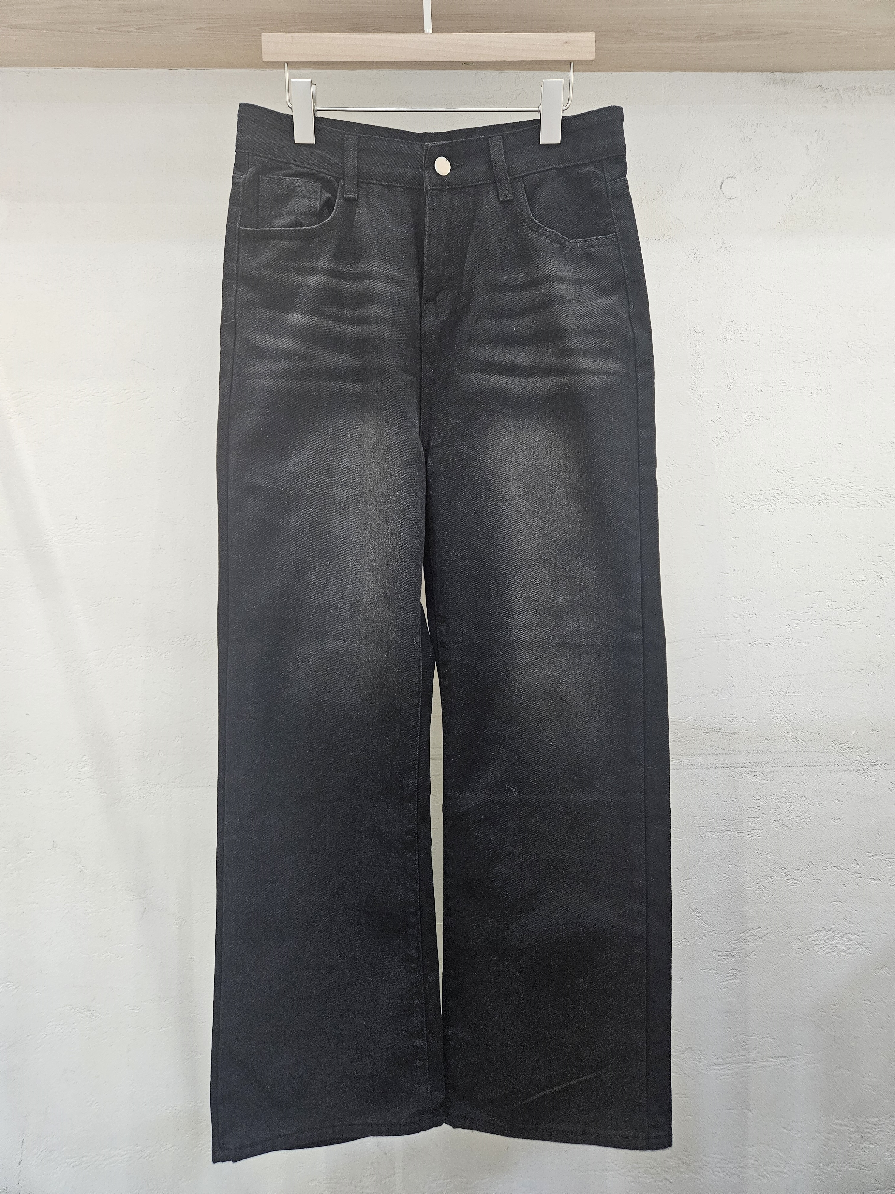 デニムコットンジップアップバックルウォッシングポケットロングワイドループバックポケットデニムパンツ | 詳細画像8