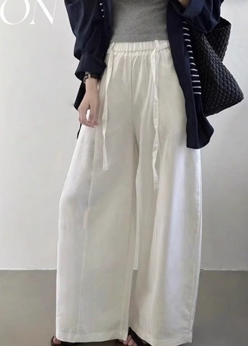 ポケットラインウエストゴムロングワイド無地パンツストラップ付 | 詳細画像4