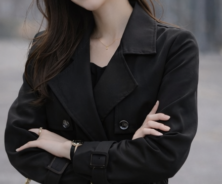 ボタンVネックポケットオープンカラーオーバーサイズ長袖ボタンスリーブループハーフ無地トレンチコートベルト付 | 詳細画像6