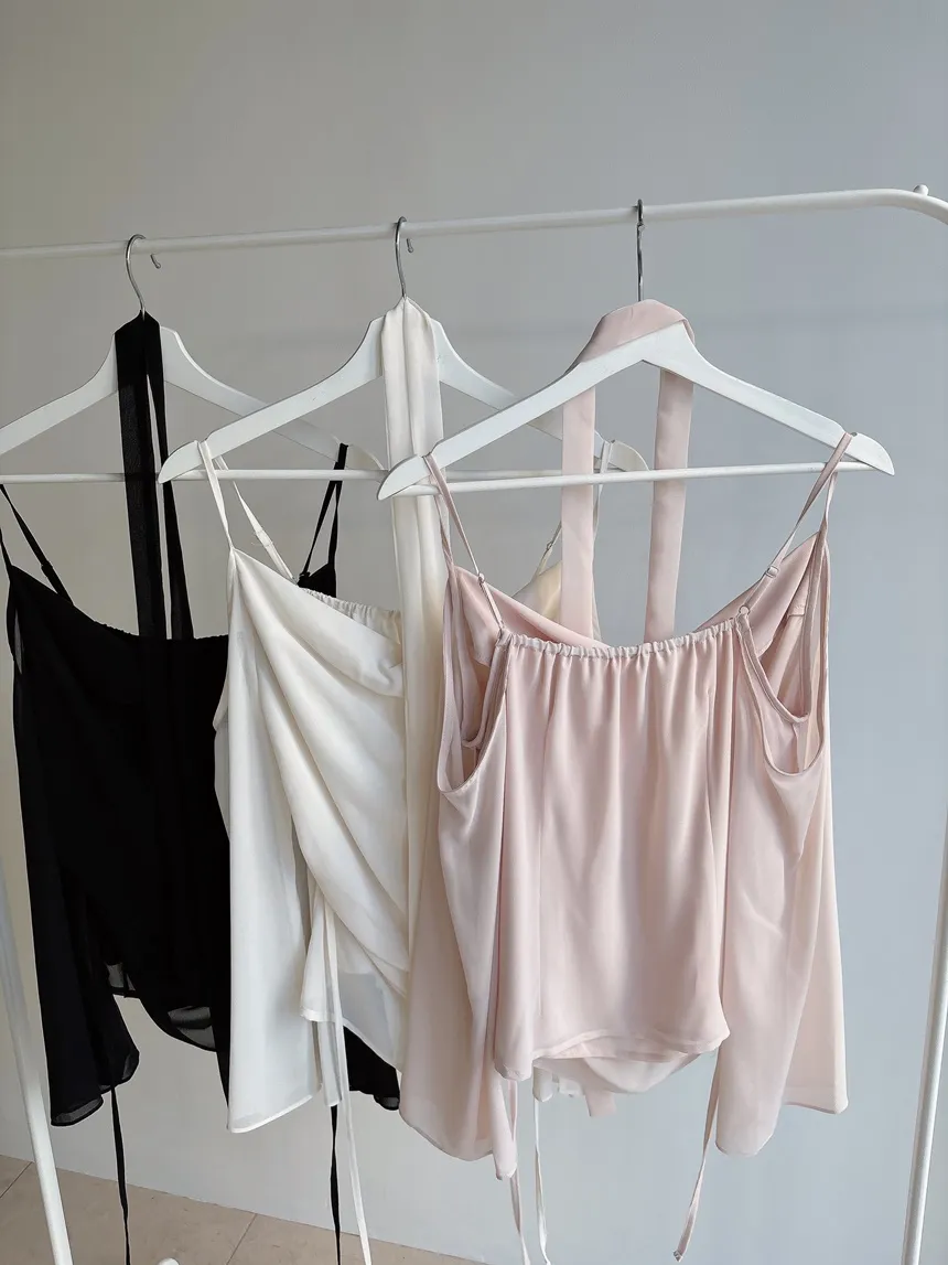 長袖オープンショルダードレープベルスリーブバックリボンブラウスストラップ付 | mirangmirang | 詳細画像22