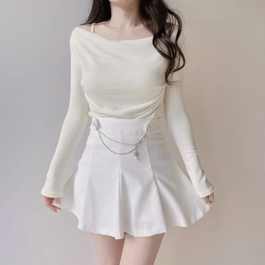 ドレープシャーリング長袖レイヤード風無地Tシャツ | mirangmirang | 詳細画像8