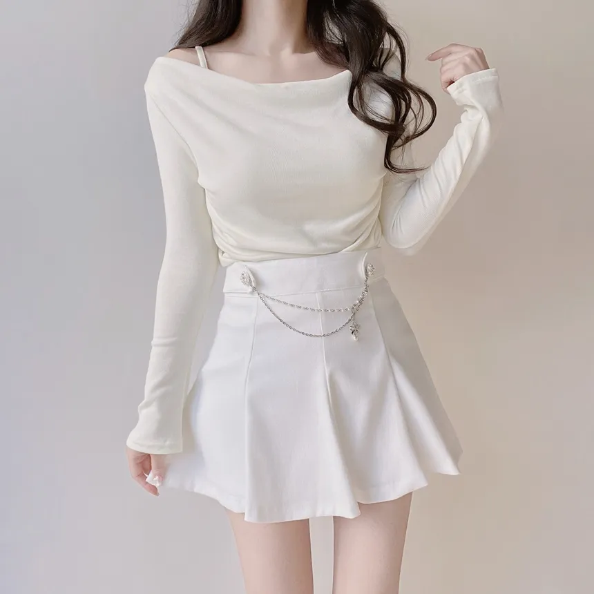 ドレープシャーリング長袖レイヤード風無地Tシャツ | mirangmirang | 詳細画像9