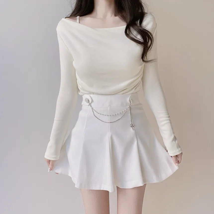 ドレープシャーリング長袖レイヤード風無地Tシャツ | mirangmirang | 詳細画像10