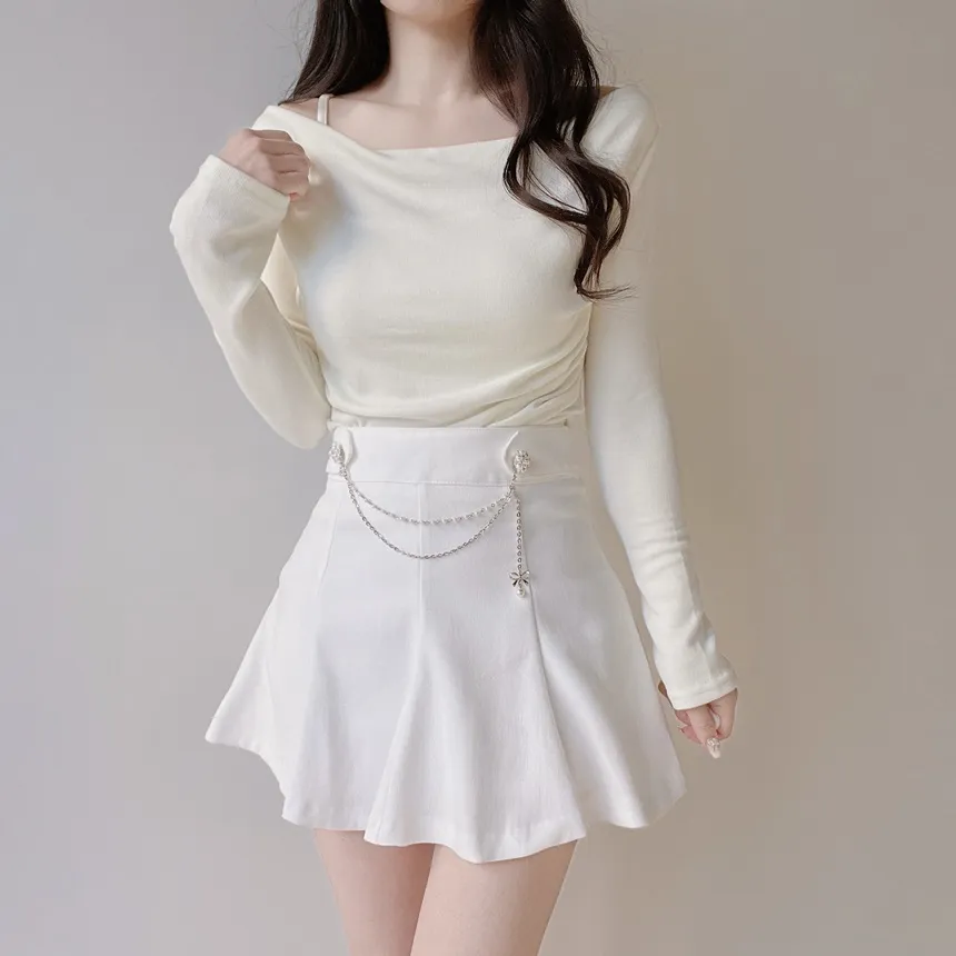 ドレープシャーリング長袖レイヤード風無地Tシャツ | mirangmirang | 詳細画像11