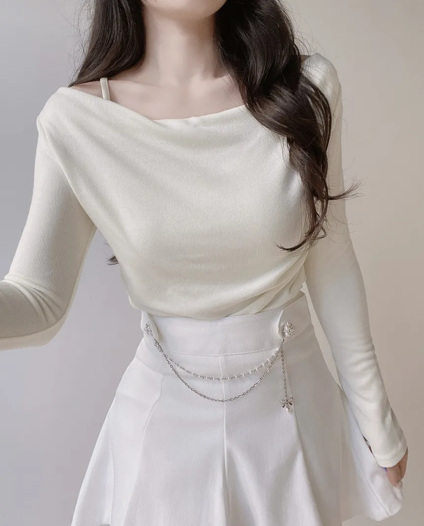 ドレープシャーリング長袖レイヤード風無地Tシャツ | mirangmirang | 詳細画像13