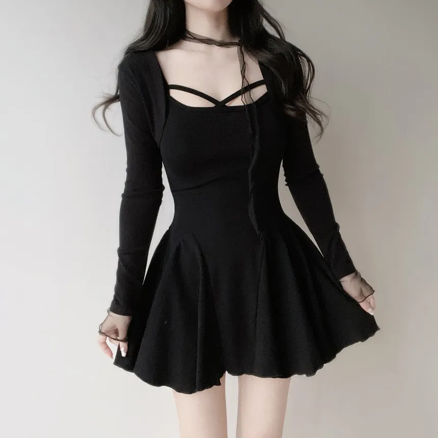 チュールシャーリングクロップドアンサンブルボレロカーディガンキャミソールストラップ付 | mirangmirang | 詳細画像33