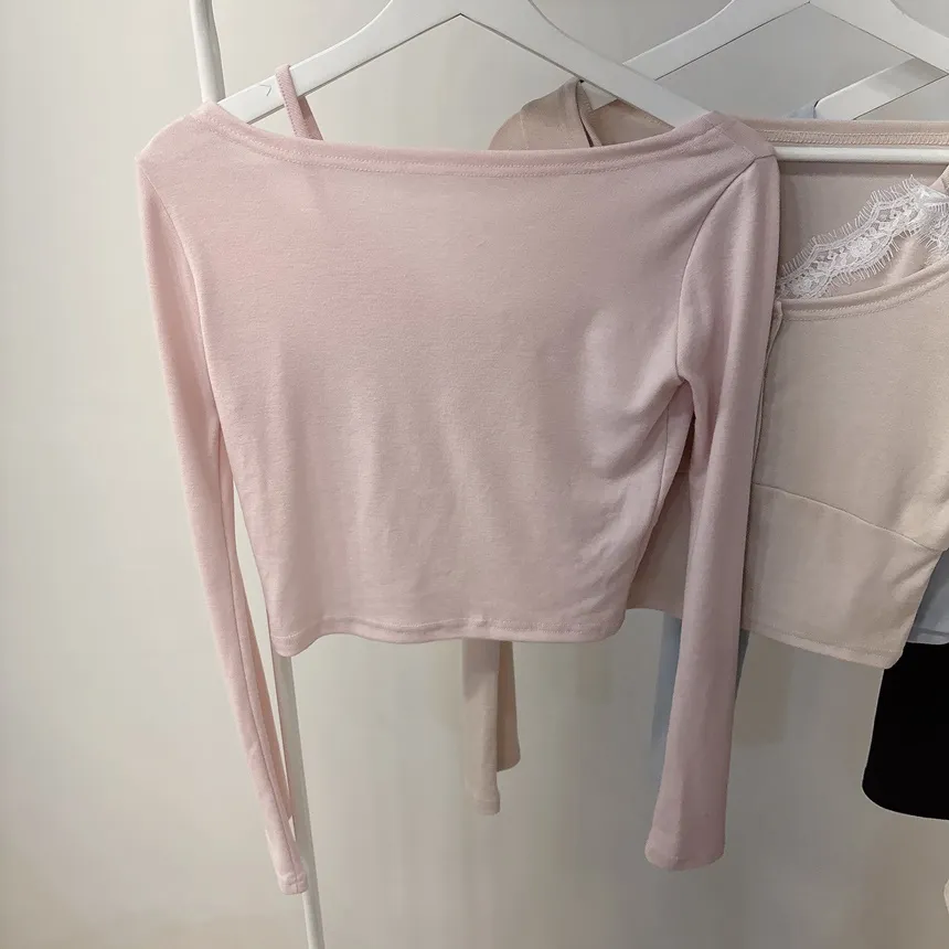 レースUネックセミクロップドアンサンブルキャミソールカーディガン | mirangmirang | 詳細画像33