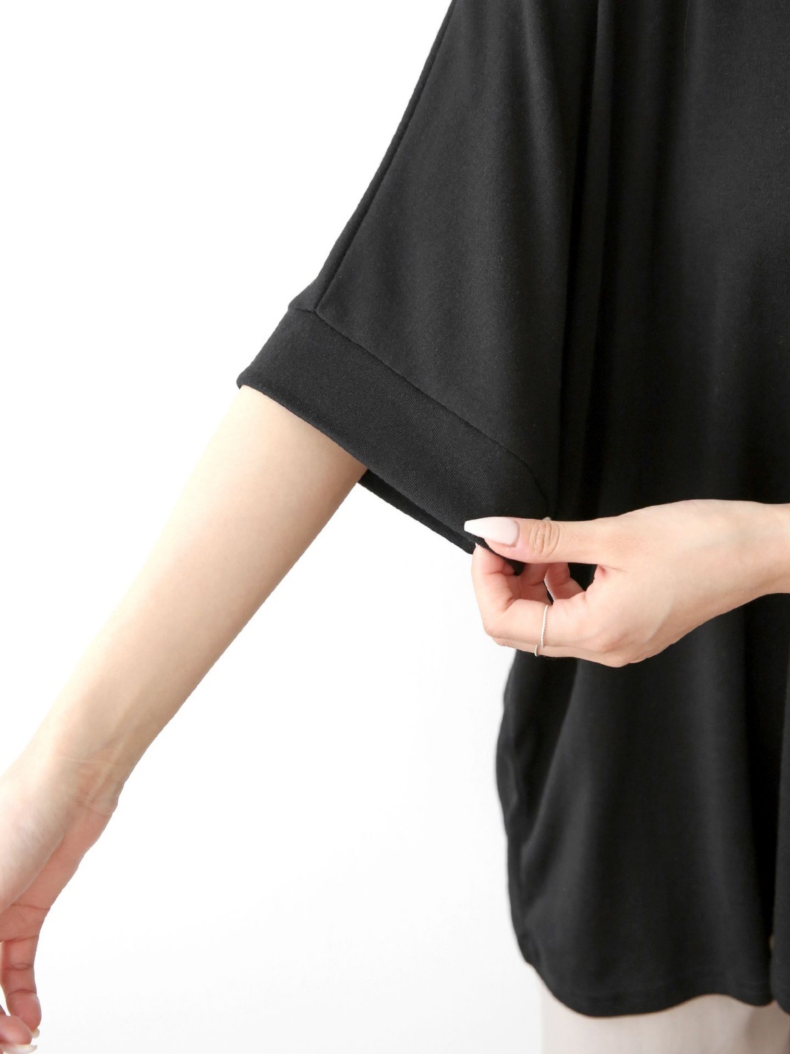 Vネックオーバーサイズルーズ半袖無地Tシャツ | 詳細画像3