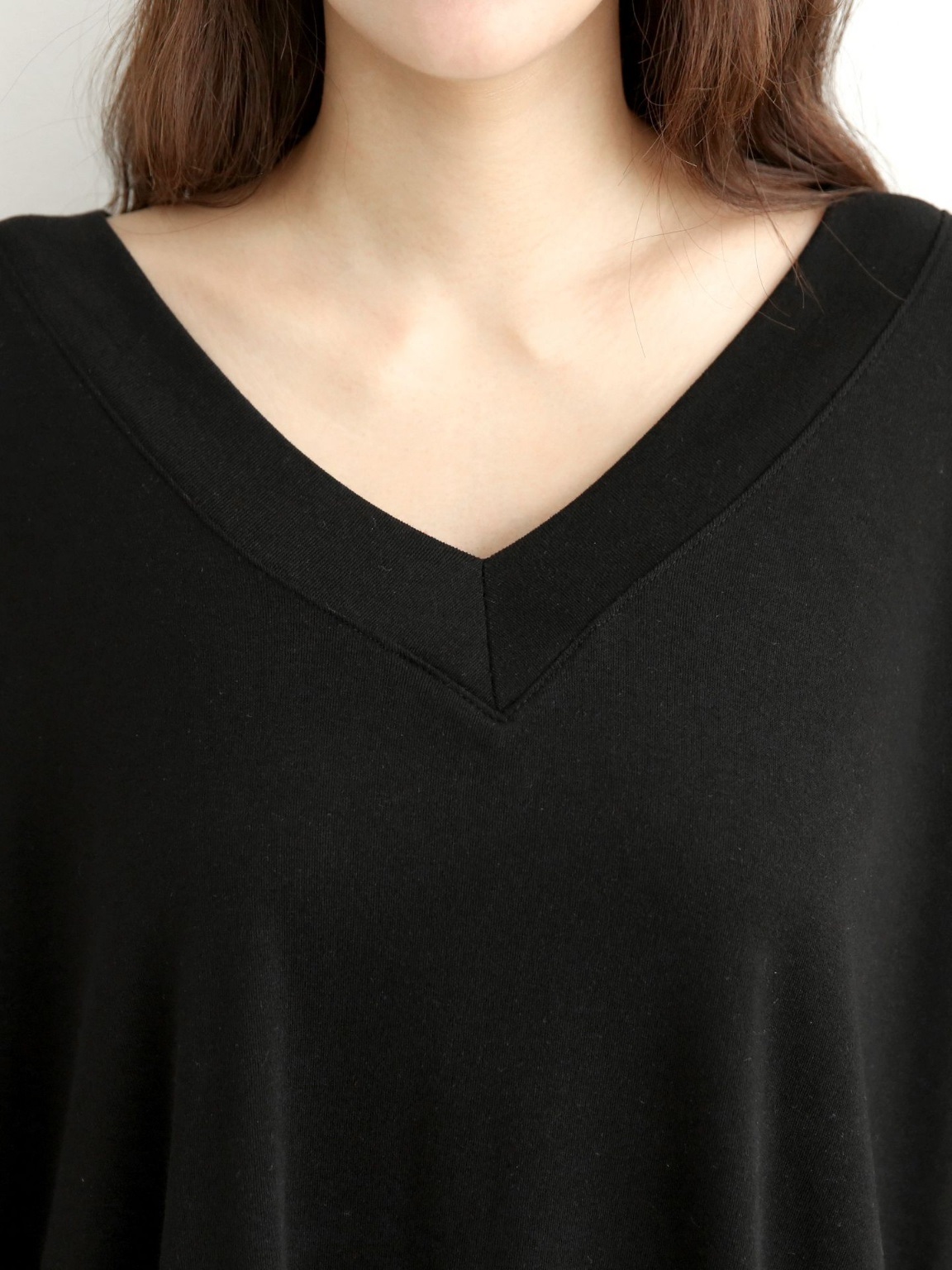 Vネックオーバーサイズルーズ半袖無地Tシャツ | 詳細画像12