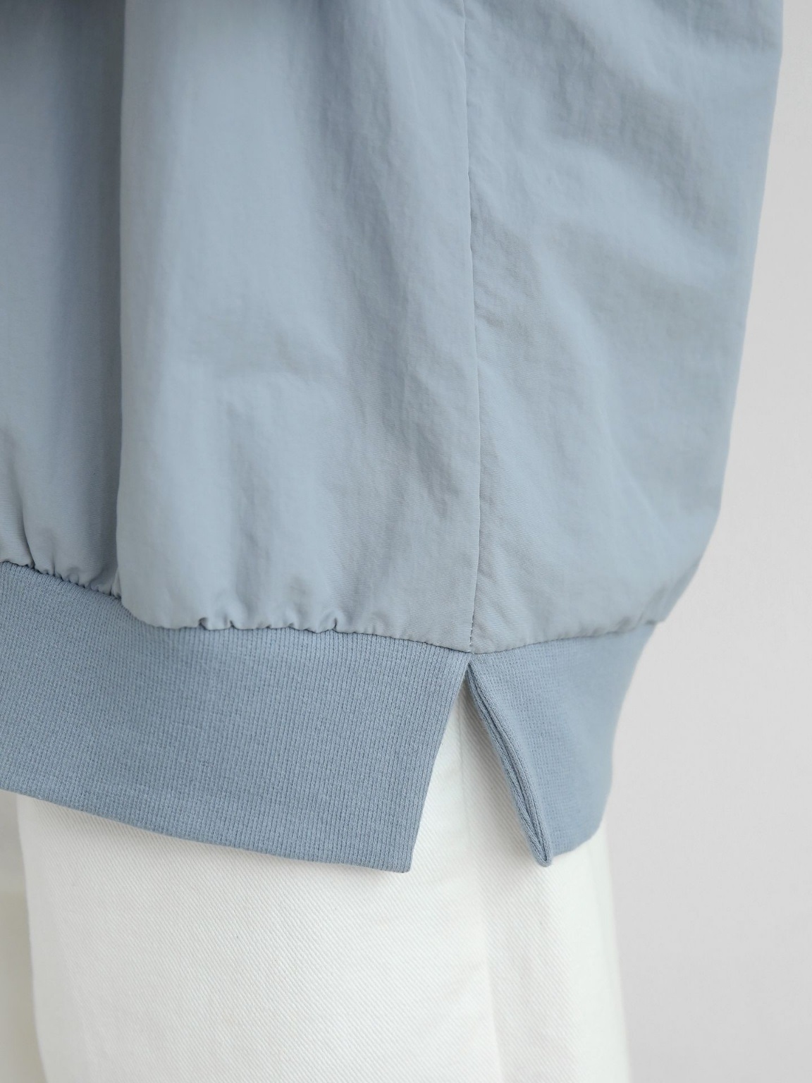 ナイロンラウンドネックスリットオーバーサイズルーズ半袖ハーフドロップショルダー無地スウェット | 詳細画像16