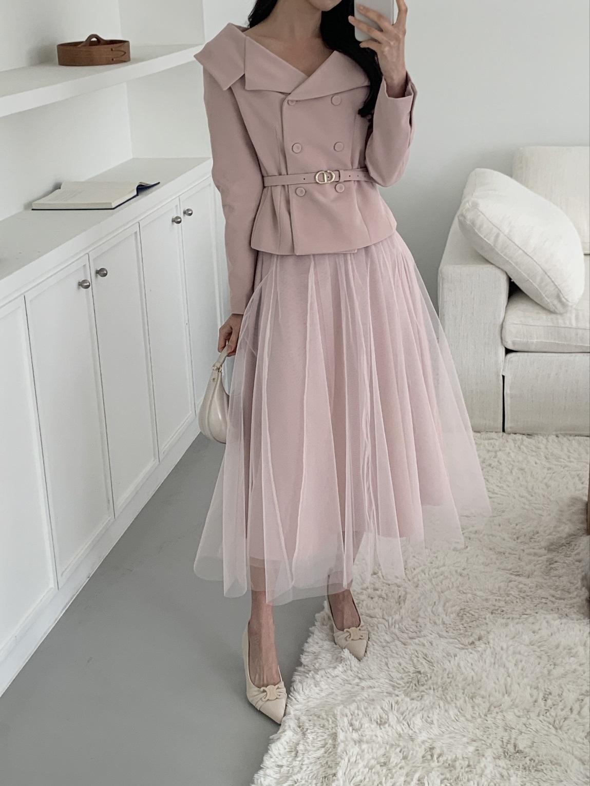 レースチュールコンビロングフレアAラインスカート | 詳細画像3