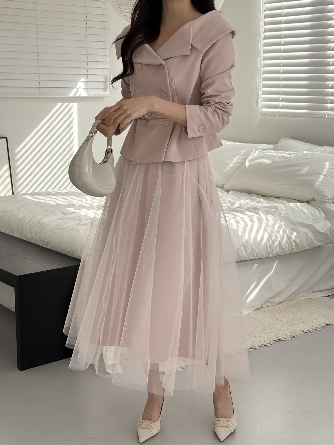 レースチュールコンビロングフレアAラインスカート | 詳細画像4