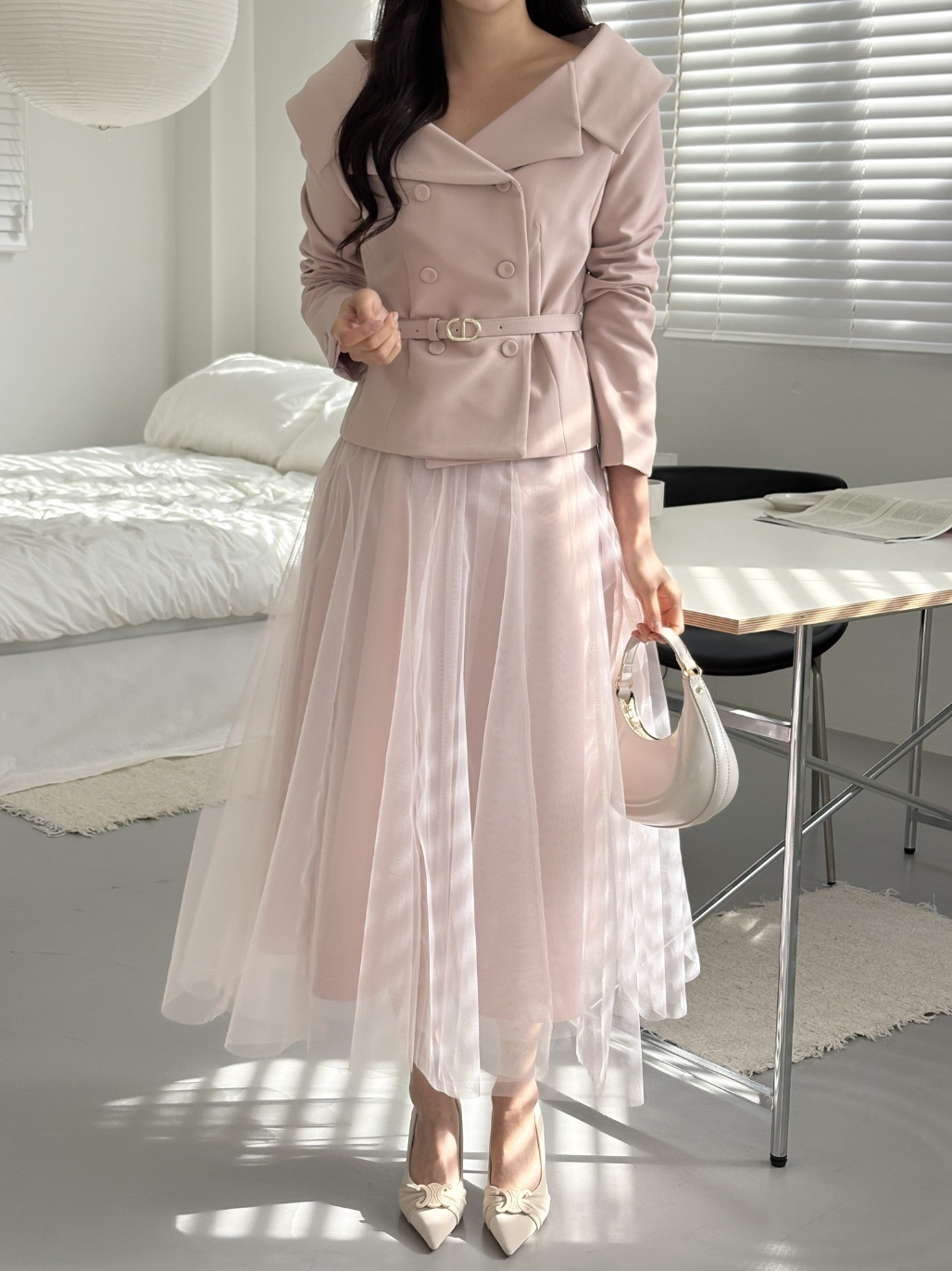 レースチュールコンビロングフレアAラインスカート | 詳細画像6