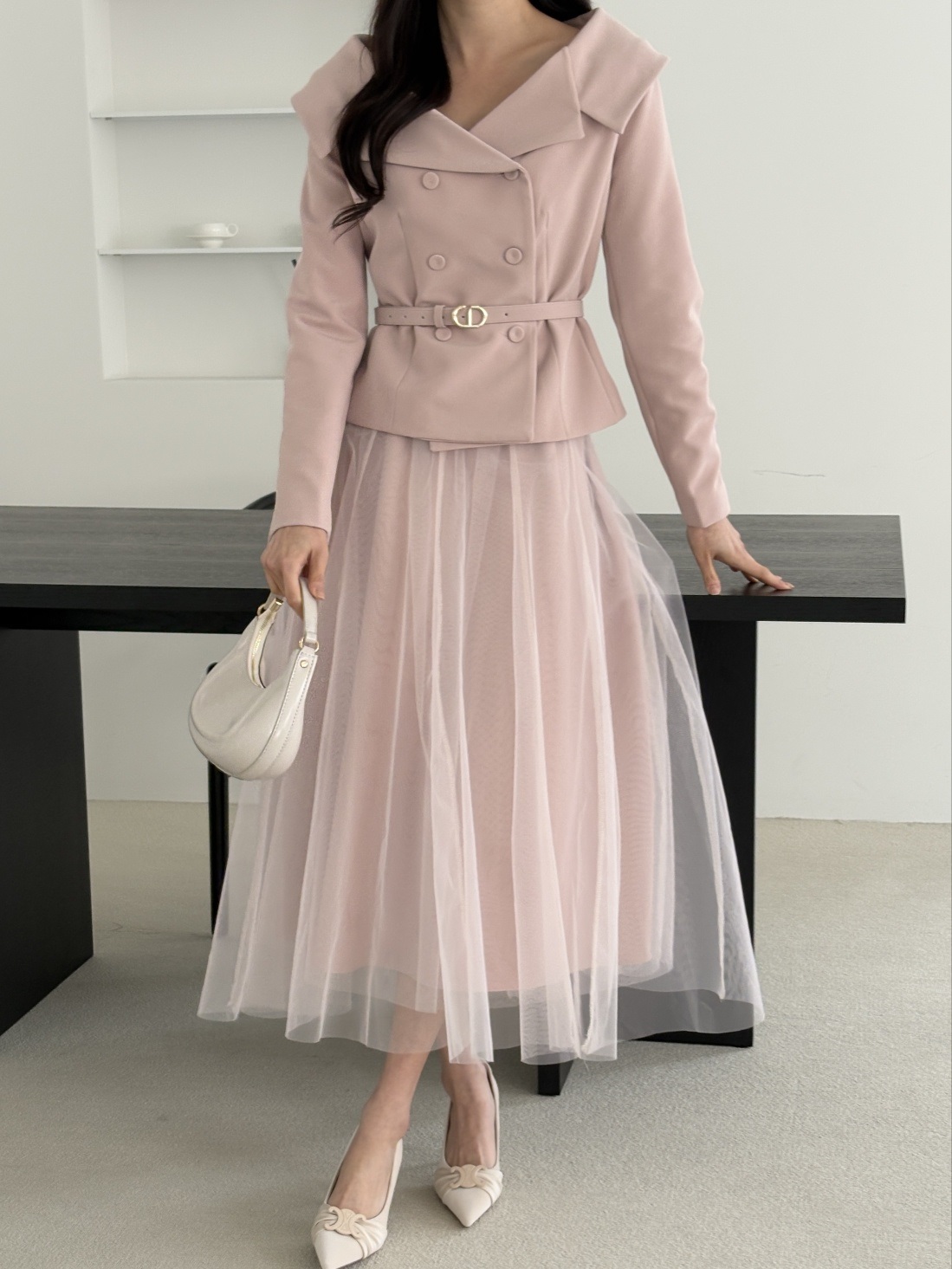 レースチュールコンビロングフレアAラインスカート | 詳細画像13