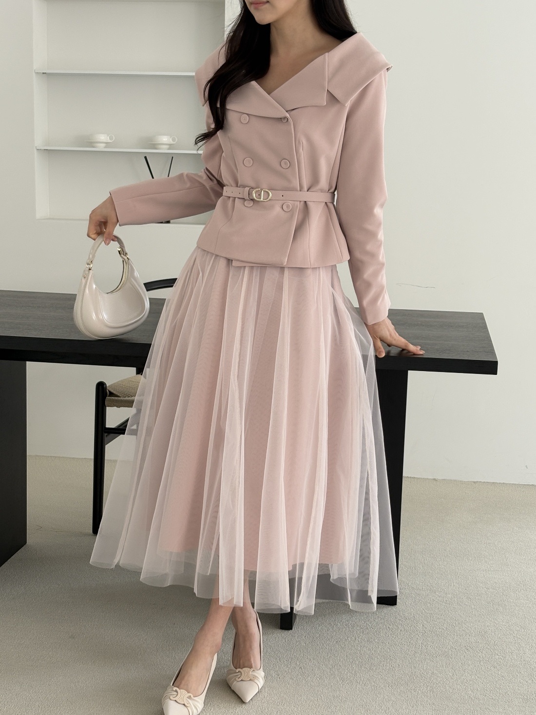 レースチュールコンビロングフレアAラインスカート | 詳細画像14