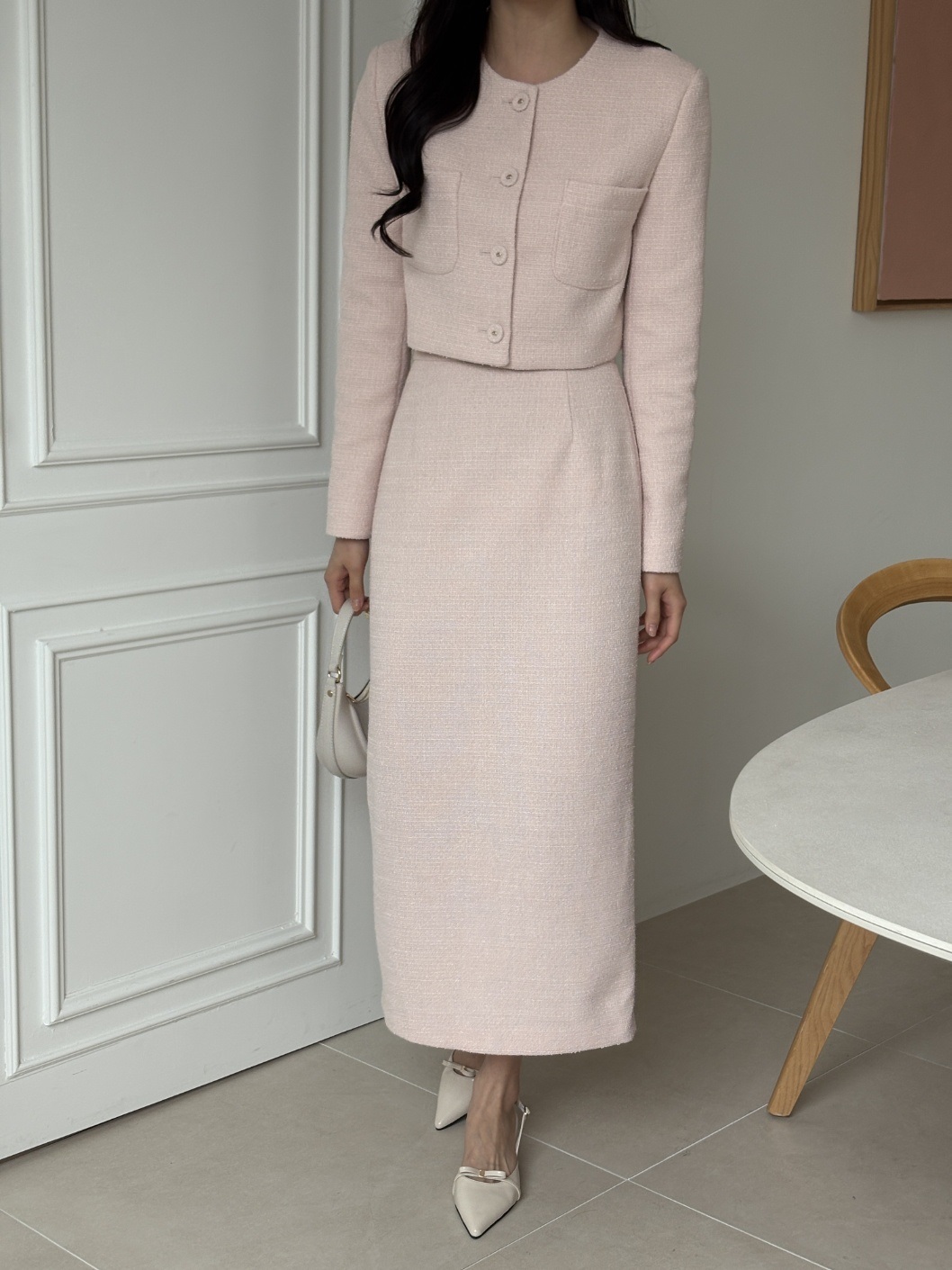 ツイードスリットラインスリムHライン(ロング丈)ヒドゥンジッパースカート | 詳細画像3