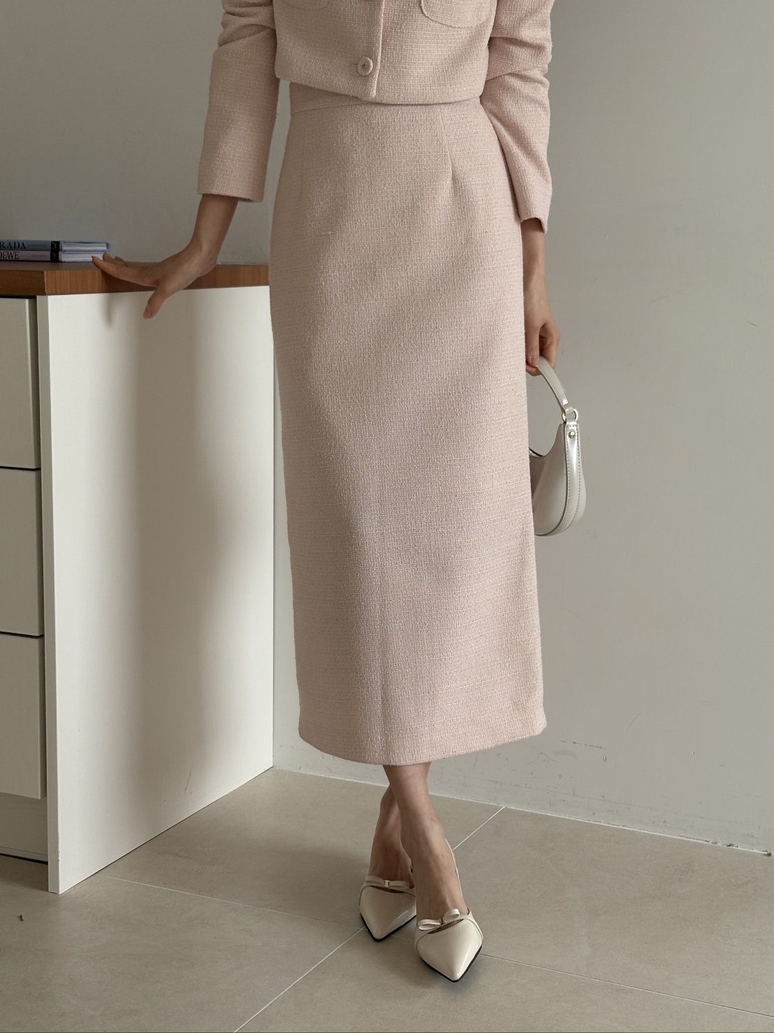 ツイードスリットラインスリムHライン(ロング丈)ヒドゥンジッパースカート | 詳細画像5