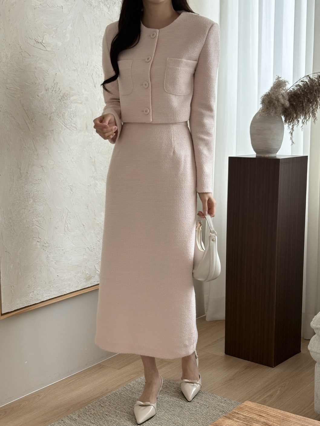 ツイードスリットラインスリムHライン(ロング丈)ヒドゥンジッパースカート | 詳細画像11