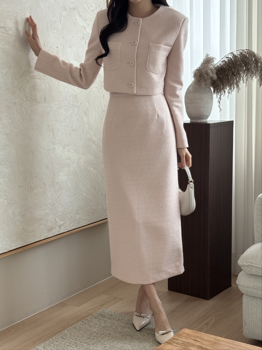 ツイードスリットラインスリムHライン(ロング丈)ヒドゥンジッパースカート | 詳細画像12