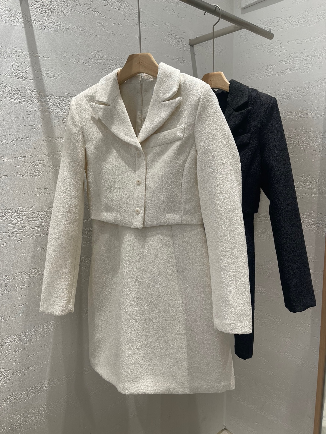 肩パッドオープンカラーライン長袖Aラインミニヒドゥンジッパー無地ワンピース | 詳細画像21