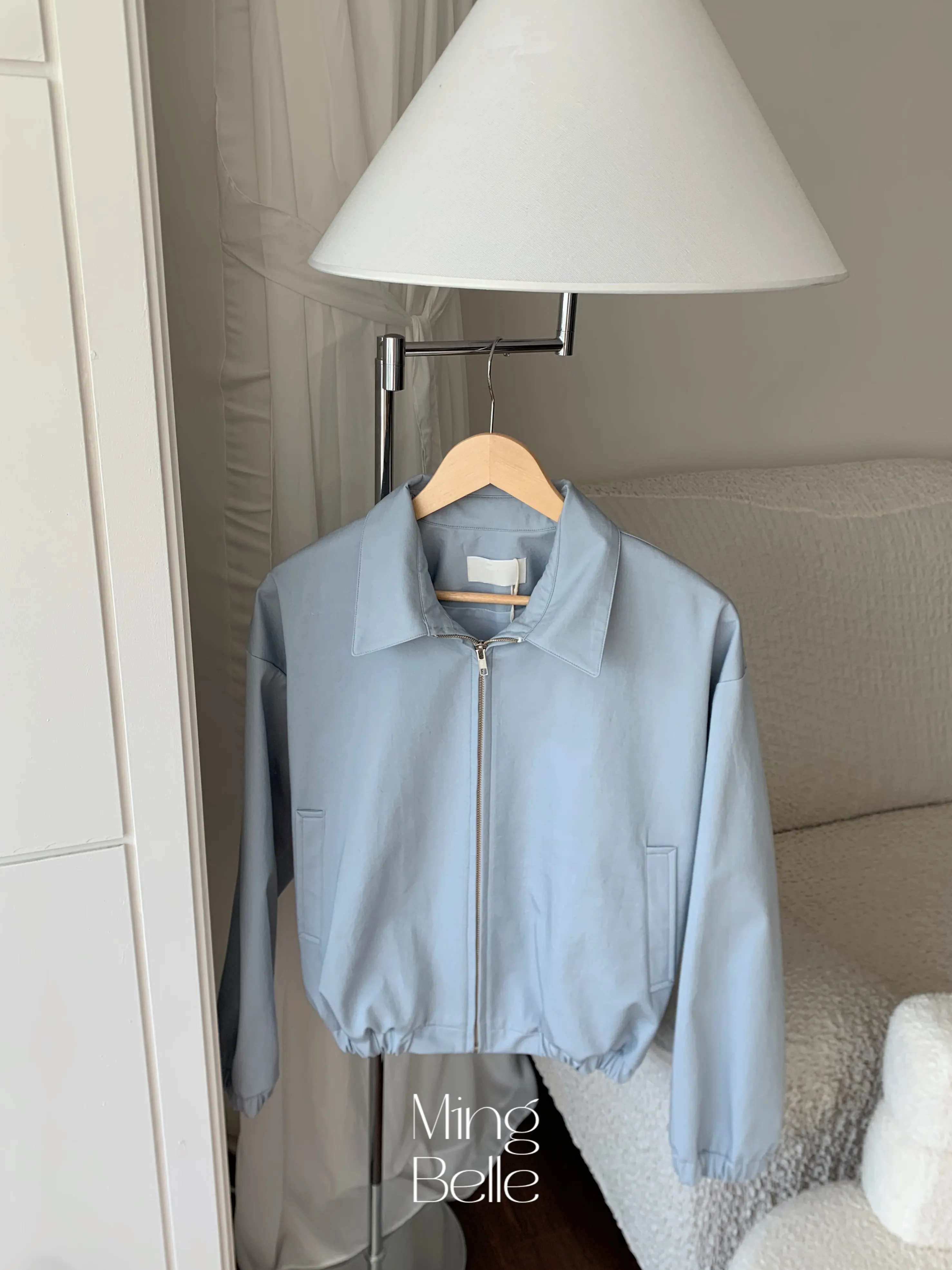 コットンジップアップカラーゴムポケット長袖ジャンパー | mingbelle | 詳細画像4