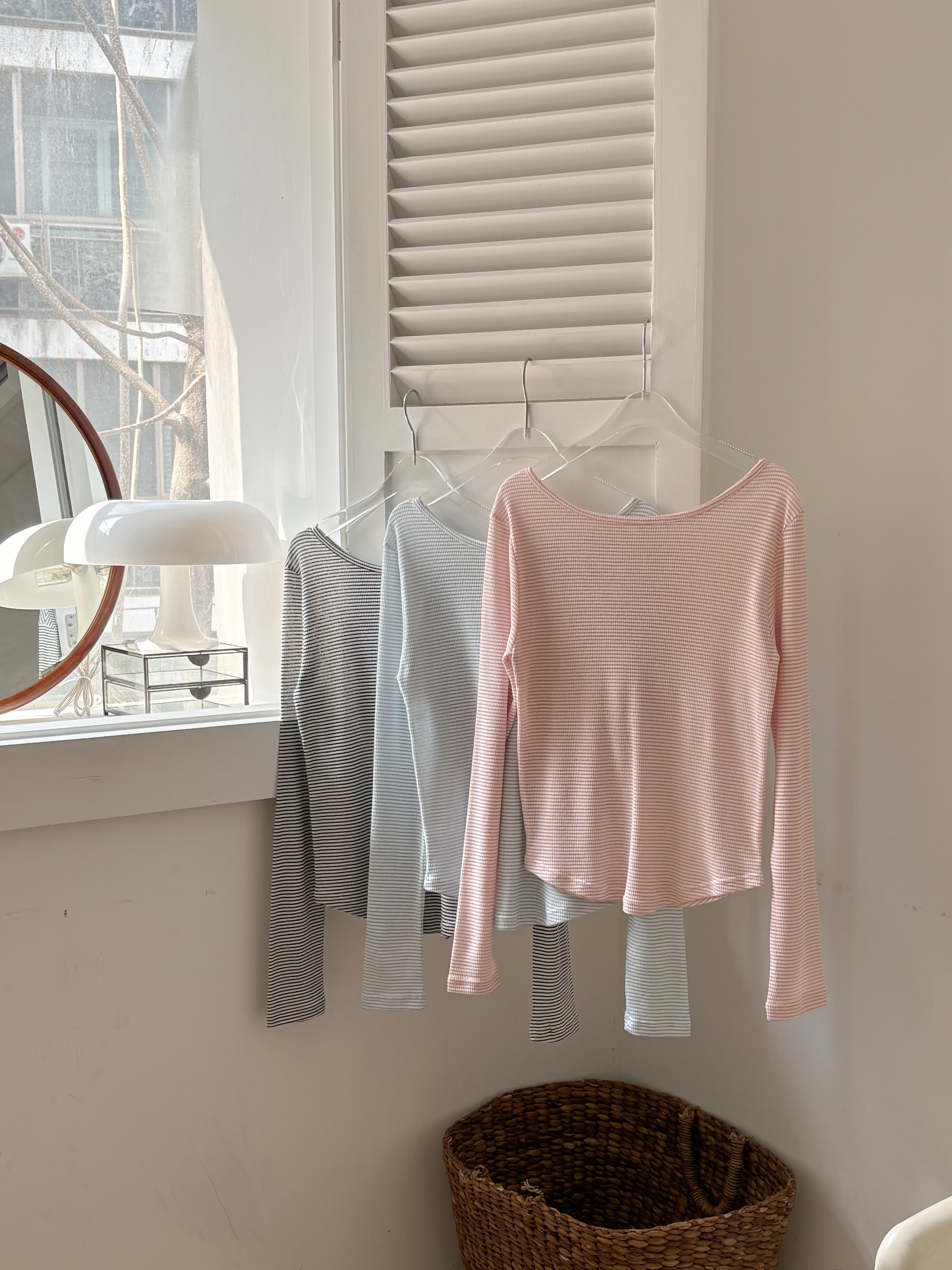 ラウンドネックベーシックスリム長袖配色Tシャツ | 詳細画像3