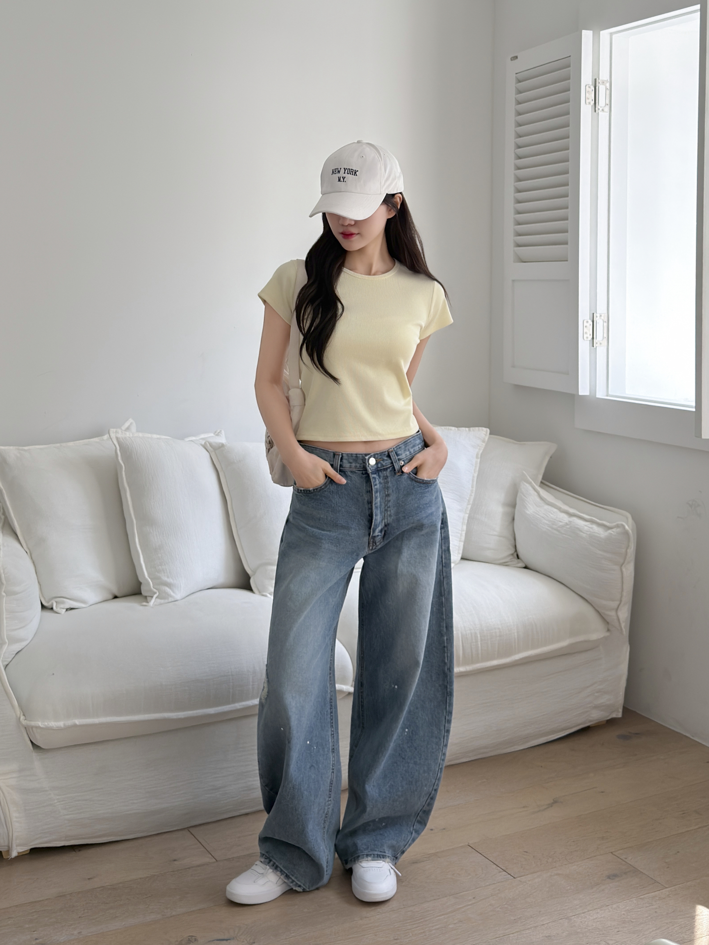 リブラウンドネックベーシックスリム半袖配色Tシャツ | 詳細画像6