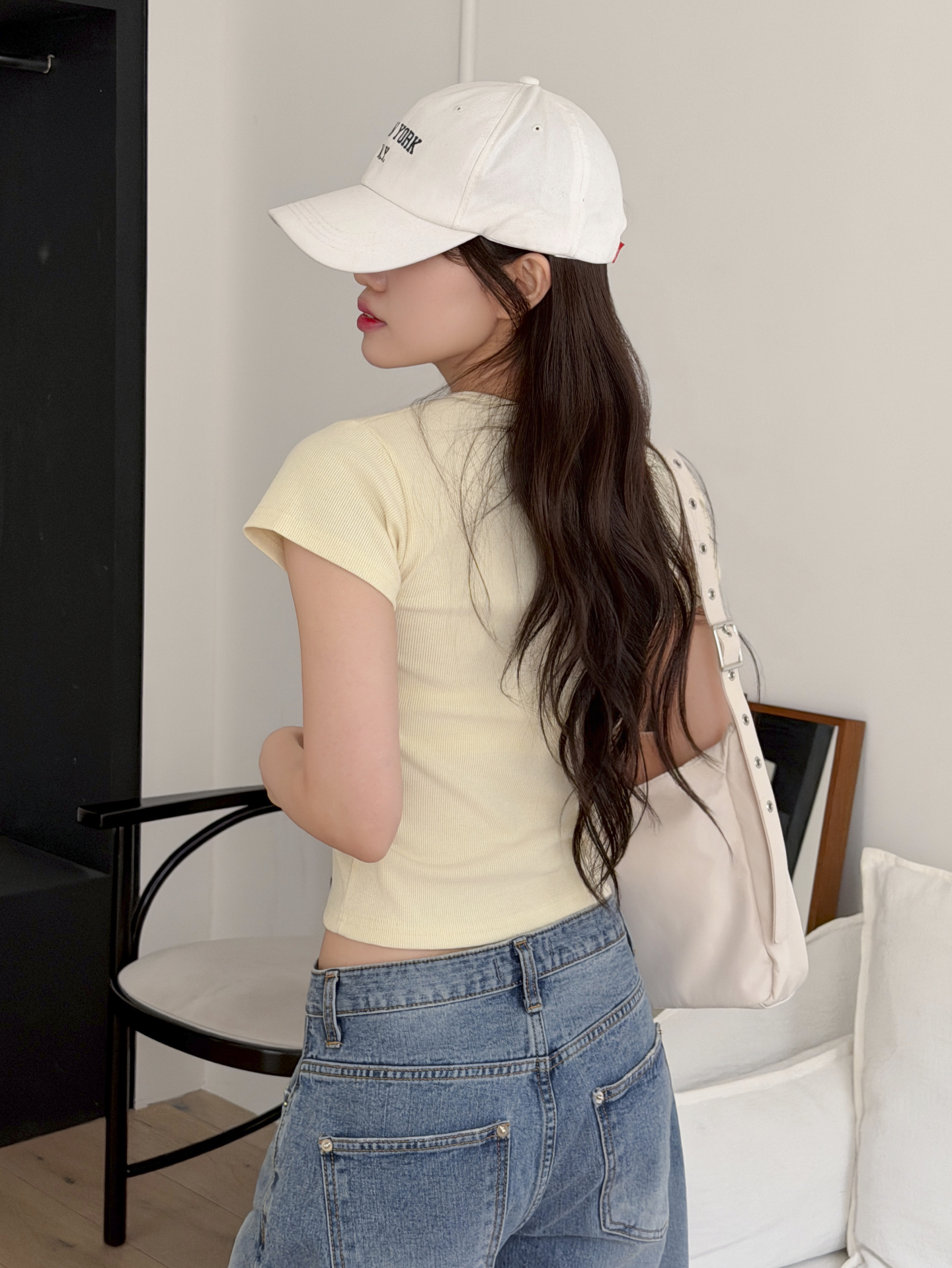 リブラウンドネックベーシックスリム半袖配色Tシャツ | 詳細画像10