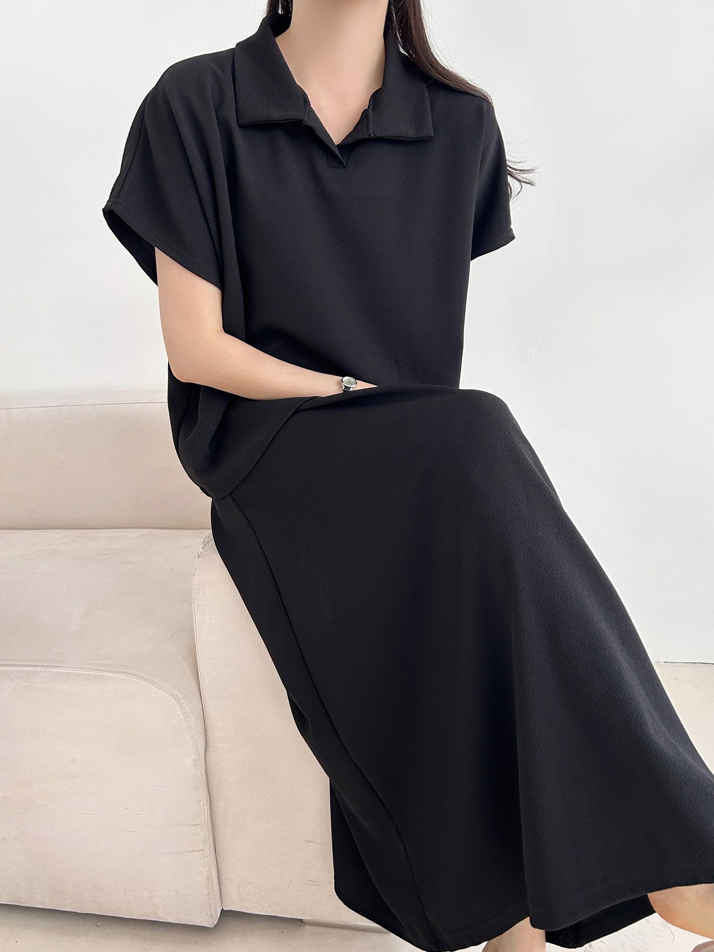 カラーウエストゴムロングルーズ半袖セットアップスカートTシャツ | 詳細画像25