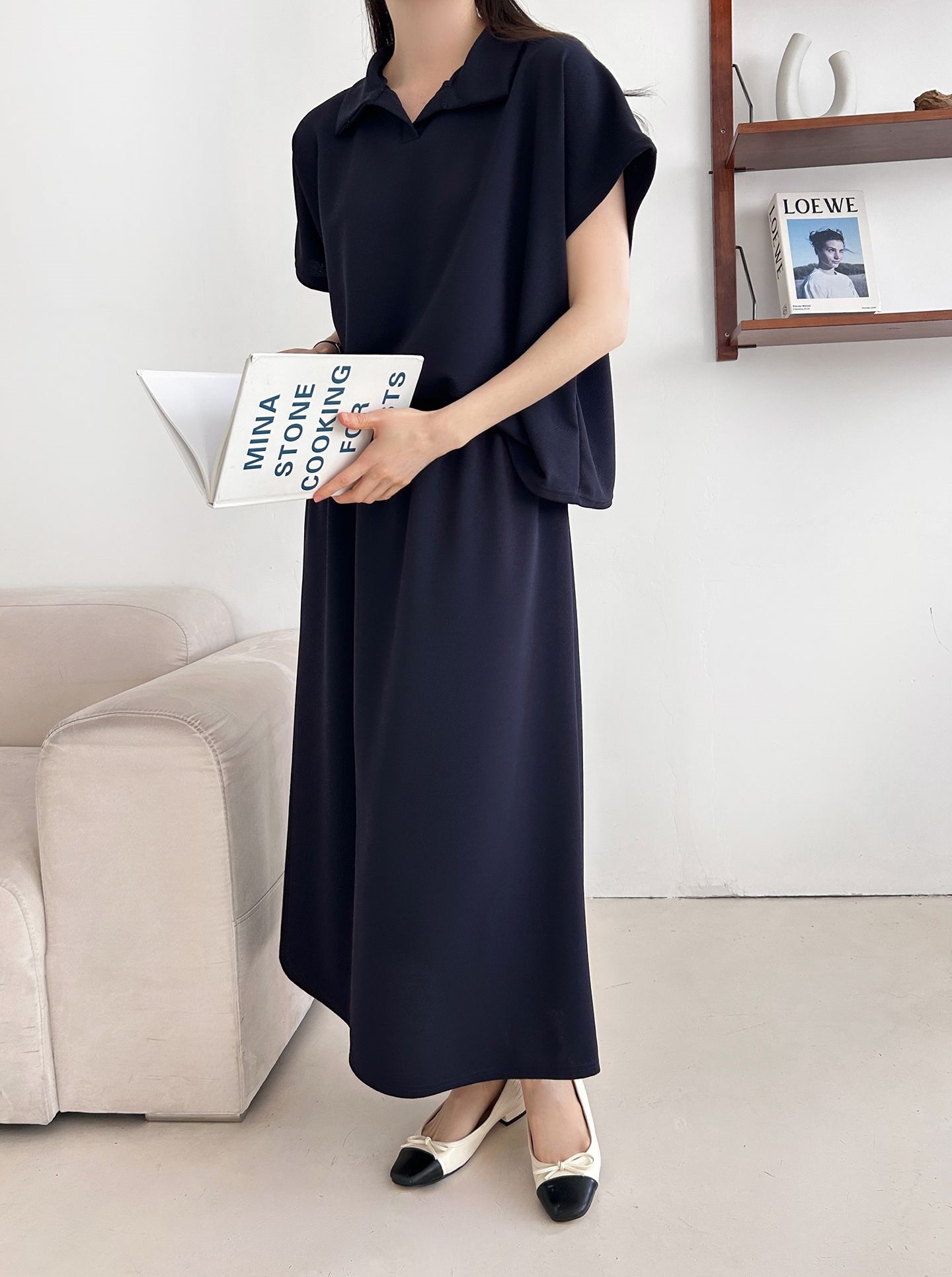 カラーウエストゴムロングルーズ半袖セットアップスカートTシャツ | 詳細画像40