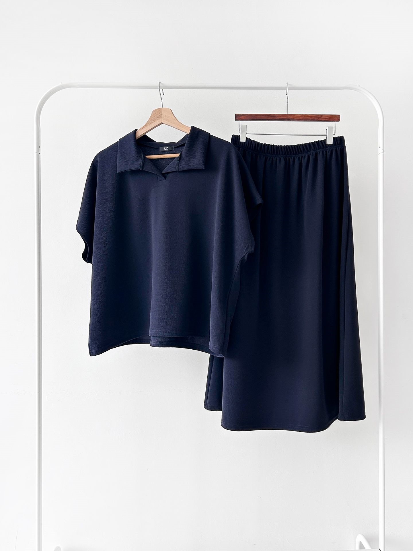 カラーウエストゴムロングルーズ半袖セットアップスカートTシャツ | 詳細画像45