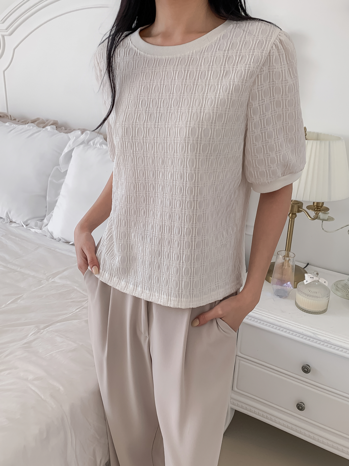 ラウンドネックベーシック半袖ブラウス | 詳細画像6