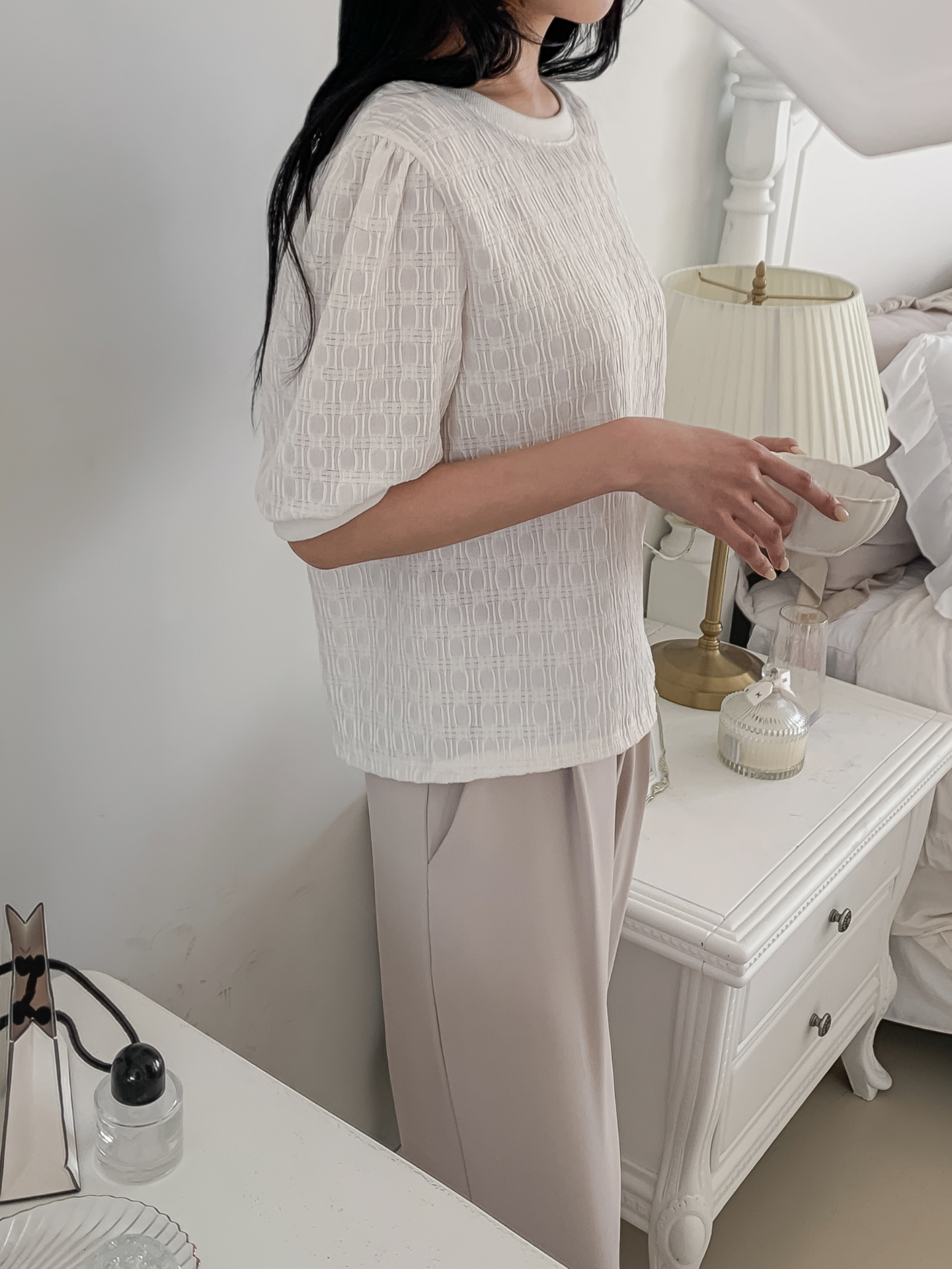 ラウンドネックベーシック半袖ブラウス | 詳細画像10