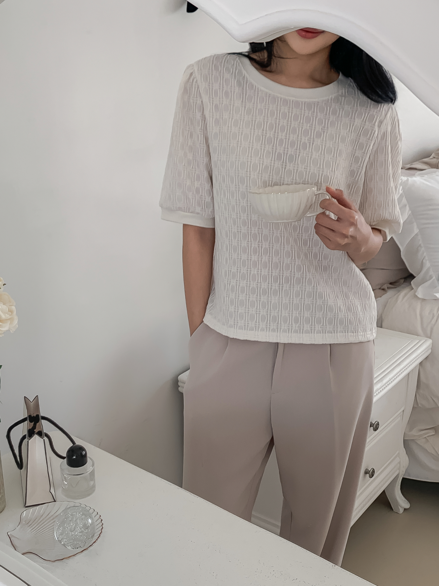 ラウンドネックベーシック半袖ブラウス | 詳細画像11